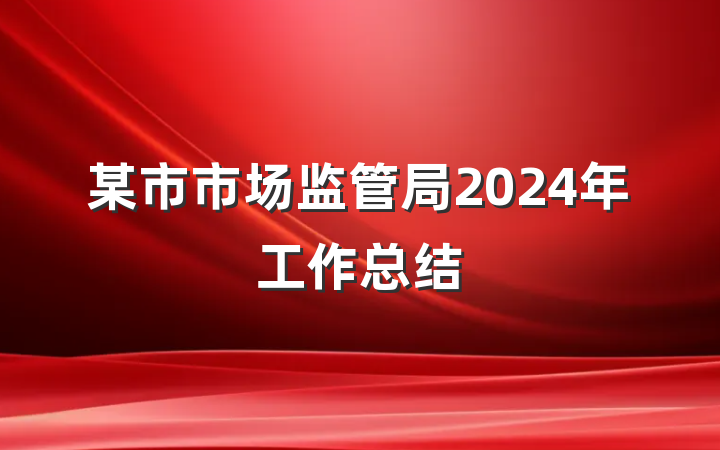 某市市场监管局2024年工作总结