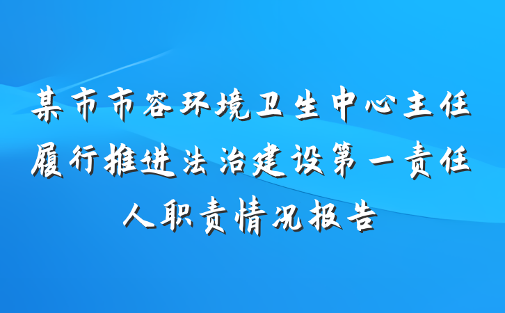 某市市容环境卫生中心主任履行推进法治建设第一责任人职责情况报告