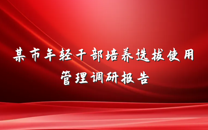 某市年轻干部培养选拔使用管理调研报告