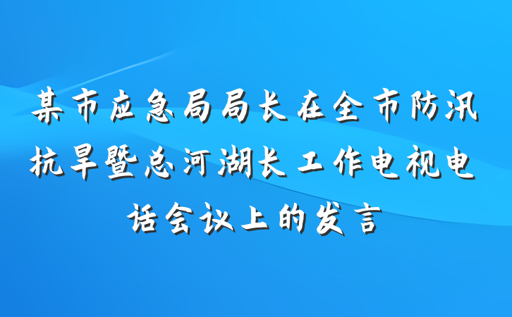 某市应急局局长在全市防汛抗旱暨总河湖长工作电视电话会议上的发言