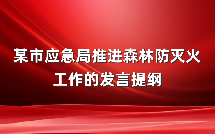 某市应急局推进森林防灭火工作的发言提纲
