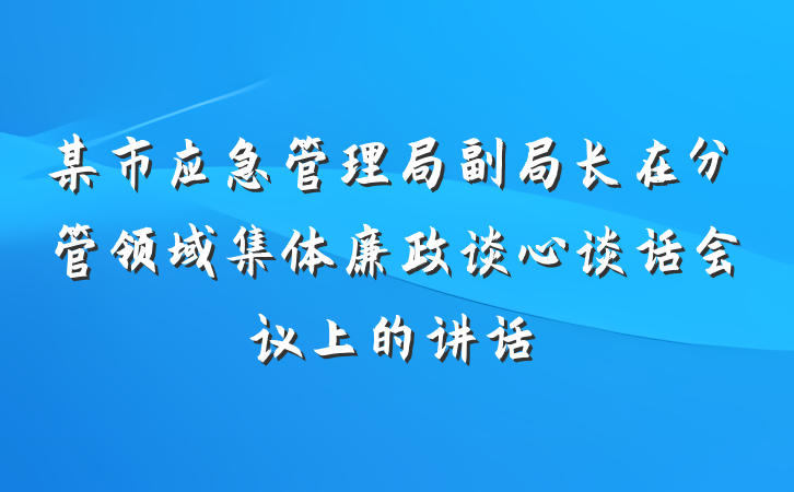 某市应急管理局副局长在分管领域集体廉政谈心谈话会议上的讲话