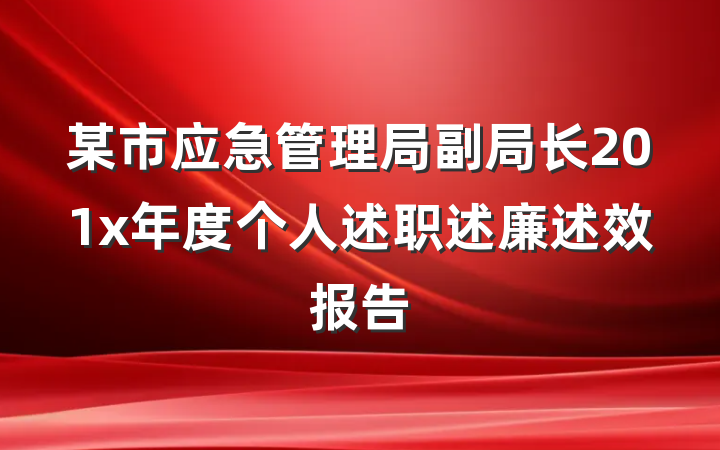 某市应急管理局副局长201x年度个人述职述廉述效报告