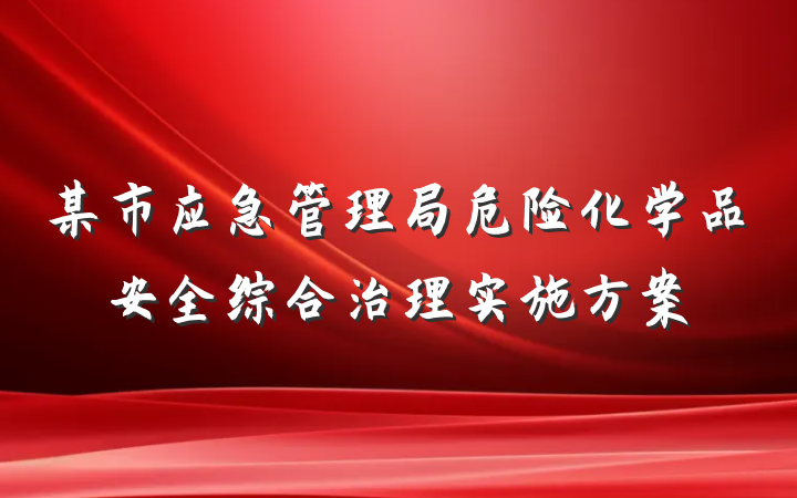 某市应急管理局危险化学品安全综合治理实施方案