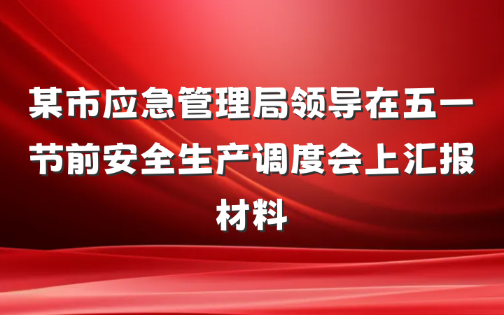 某市应急管理局领导在五一节前安全生产调度会上汇报材料