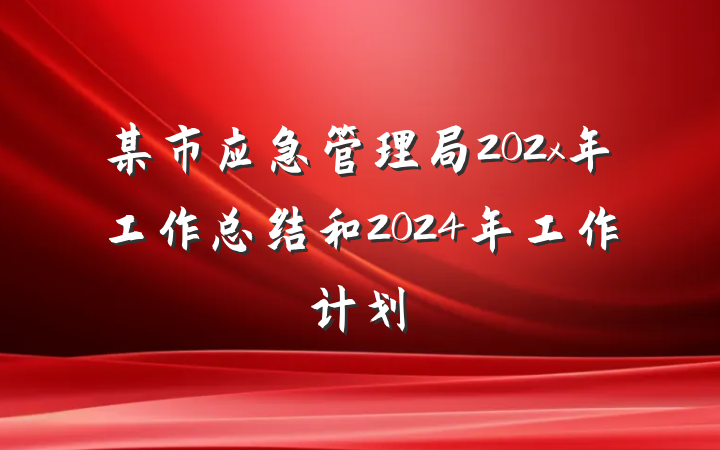 某市应急管理局202x年工作总结和2024年工作计划