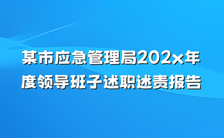 某市应急管理局202x年度领导班子述职述责报告