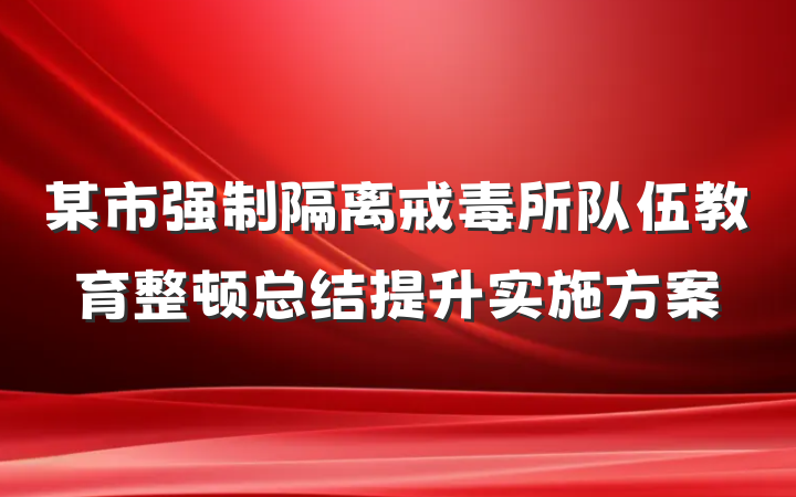 某市强制隔离戒毒所队伍教育整顿总结提升实施方案