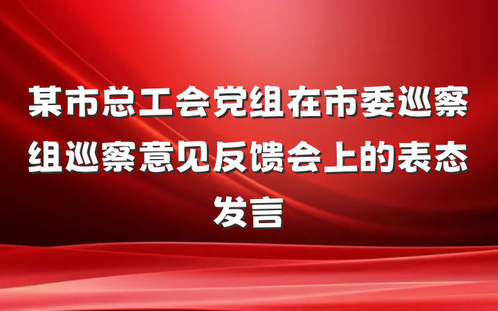 某市总工会党组在市委巡察组巡察意见反馈会上的表态发言