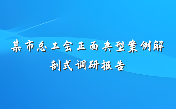 某市总工会正面典型案例解剖式调研报告