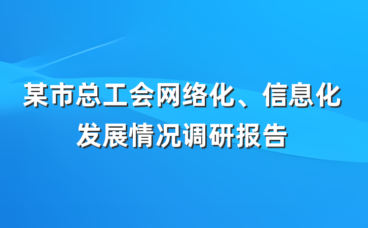 某市总工会网络化、信息化发展情况调研报告