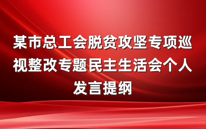 某市总工会脱贫攻坚专项巡视整改专题民主生活会个人发言提纲