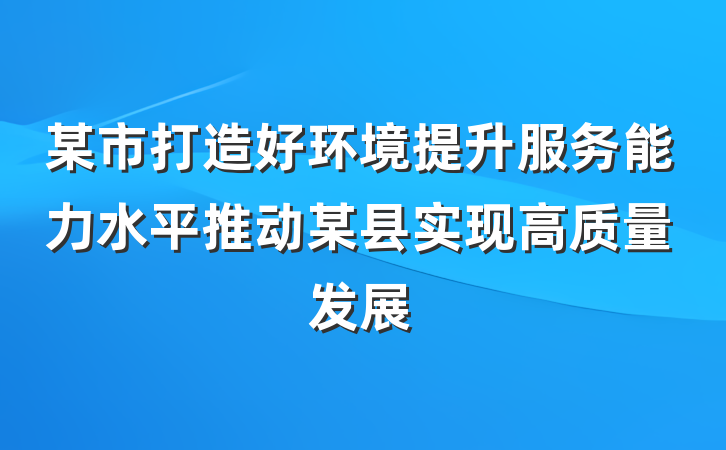 某市打造好环境提升服务能力水平推动某县实现高质量发展