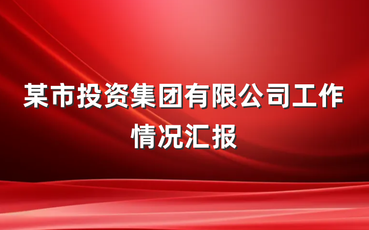 某市投资集团有限公司工作情况汇报