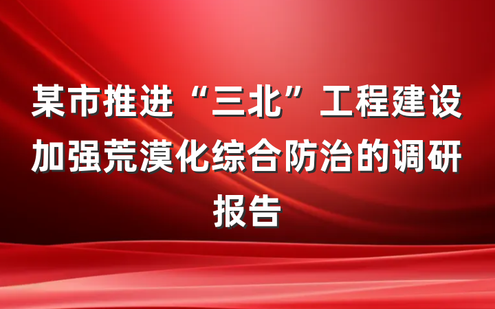 某市推进“三北”工程建设加强荒漠化综合防治的调研报告
