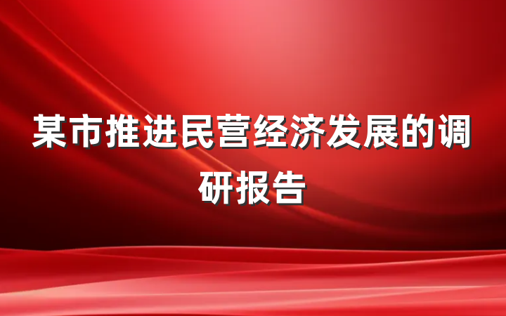 某市推进民营经济发展的调研报告