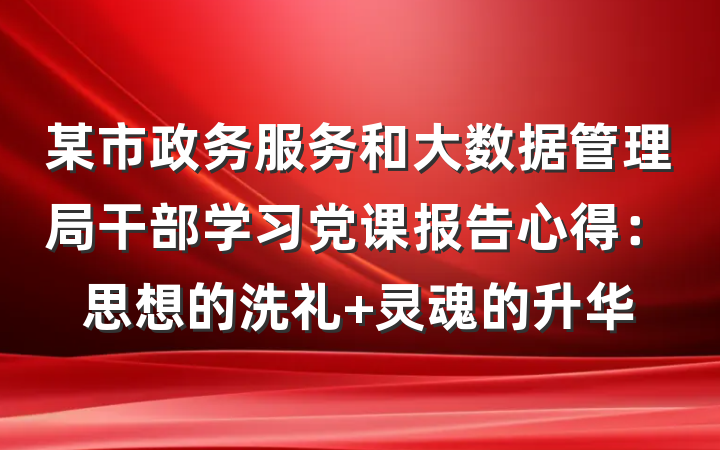 某市政务服务和大数据管理局干部学习党课报告心得：思想的洗礼 灵魂的升华