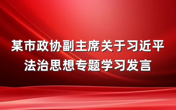 某市政协副主席关于习近平法治思想专题学习发言