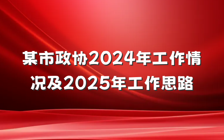 某市政协2024年工作情况及2025年工作思路