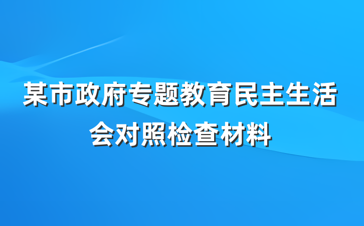 某市政府专题教育民主生活会对照检查材料