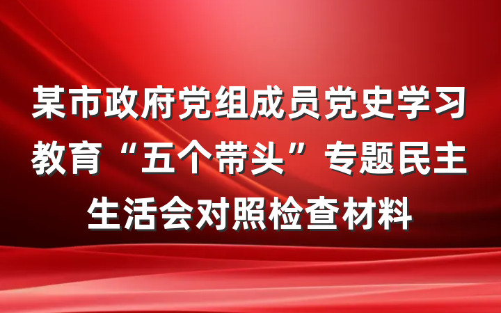 某市政府党组成员党史学习教育“五个带头”专题民主生活会对照检查材料