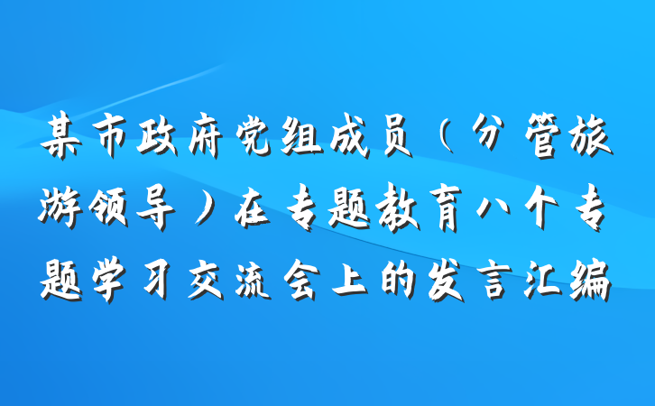 某市政府党组成员（分管旅游领导）在专题教育八个专题学习交流会上的发言汇编