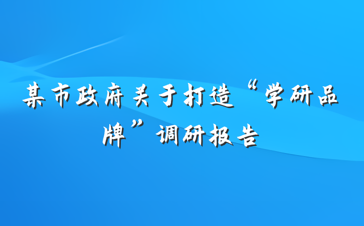 某市政府关于打造“学研品牌”调研报告