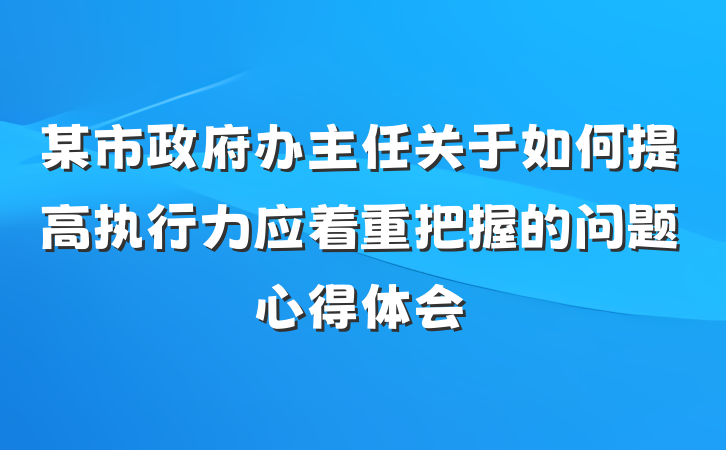 某市政府办主任关于如何提高执行力应着重把握的问题心得体会