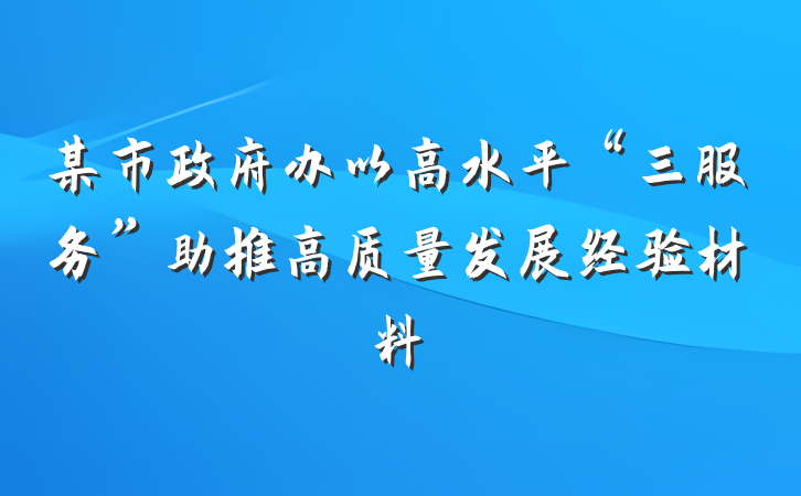 某市政府办以高水平“三服务”助推高质量发展经验材料