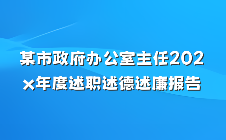 某市政府办公室主任202x年度述职述德述廉报告