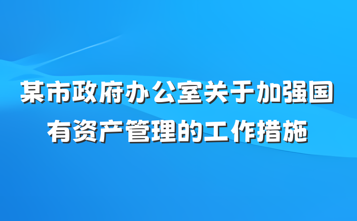 某市政府办公室关于加强国有资产管理的工作措施
