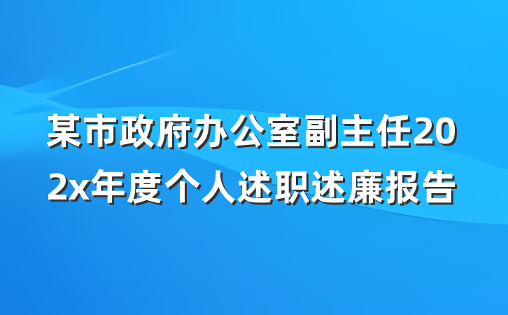 某市政府办公室副主任202x年度个人述职述廉报告