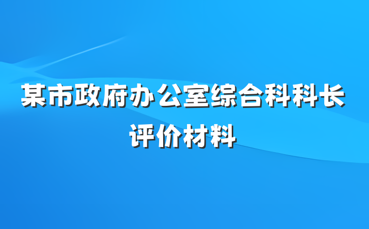 某市政府办公室综合科科长评价材料