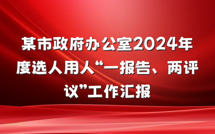 某市政府办公室2024年度选人用人“一报告、两评议”工作汇报