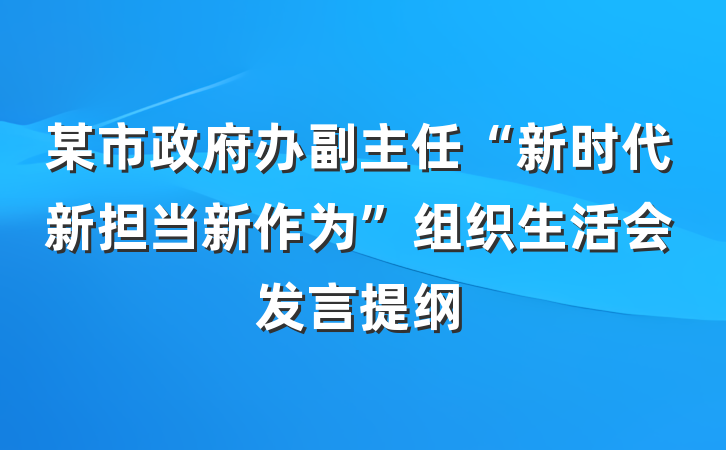 某市政府办副主任“新时代新担当新作为”组织生活会发言提纲