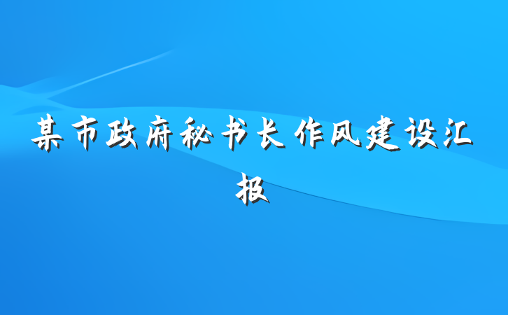 某市政府秘书长作风建设汇报