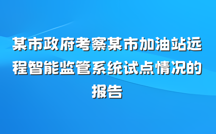 某市政府考察某市加油站远程智能监管系统试点情况的报告