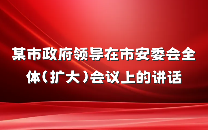 某市政府领导在市安委会全体（扩大）会议上的讲话