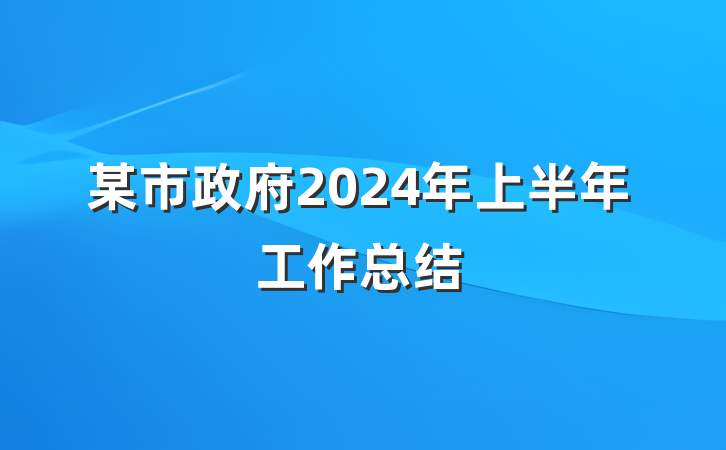 某市政府2024年上半年工作总结