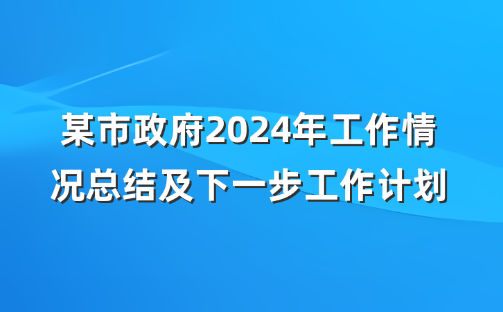 某市政府2024年工作情况总结及下一步工作计划