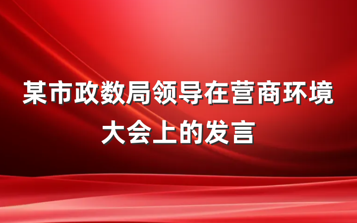某市政数局领导在营商环境大会上的发言