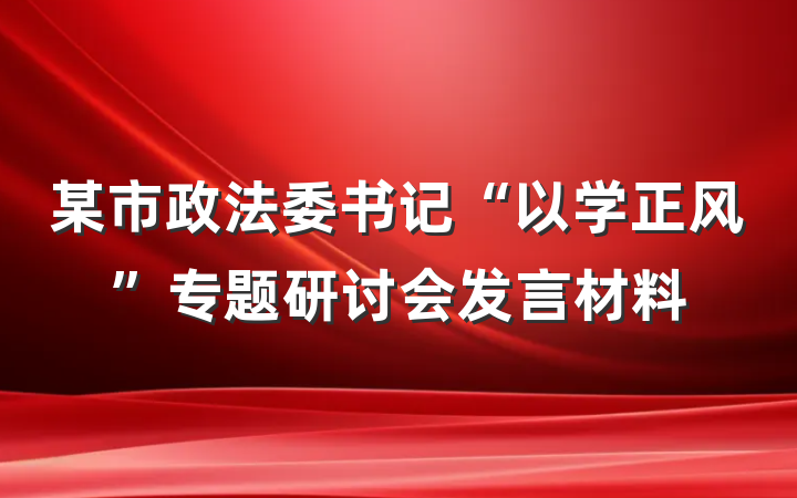 某市政法委书记“以学正风”专题研讨会发言材料