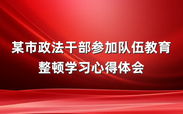 某市政法干部参加队伍教育整顿学习心得体会