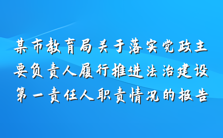 某市教育局关于落实党政主要负责人履行推进法治建设第一责任人职责情况的报告