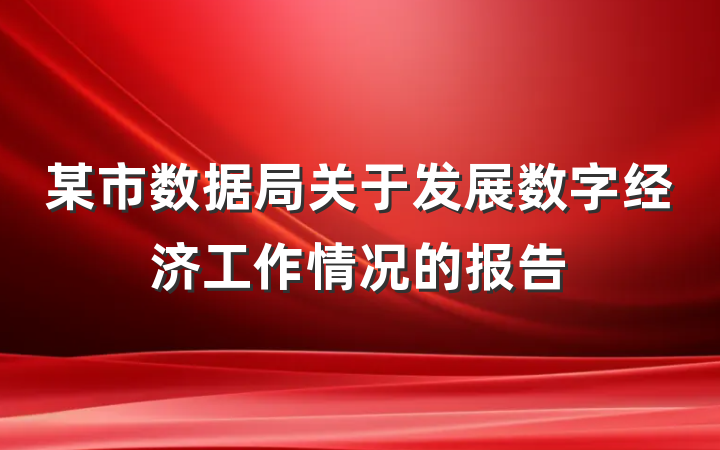 某市数据局关于发展数字经济工作情况的报告