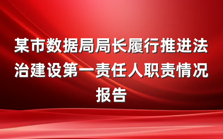 某市数据局局长履行推进法治建设第一责任人职责情况报告