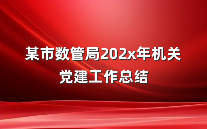 某市数管局202x年机关党建工作总结
