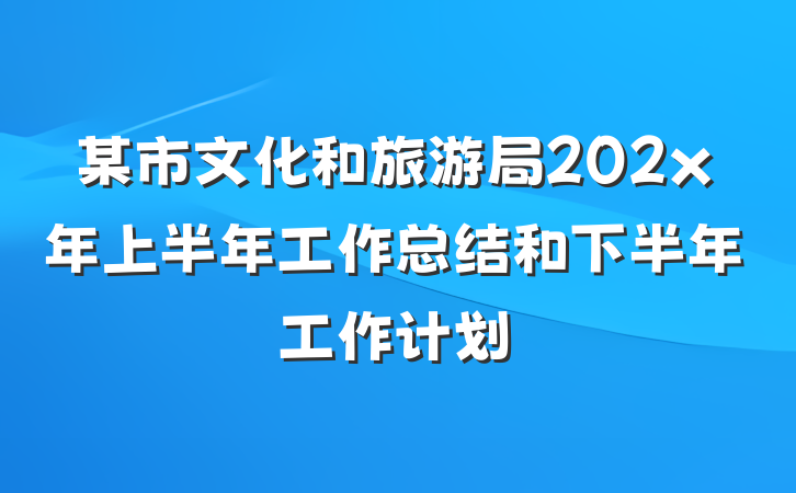 某市文化和旅游局202x年上半年工作总结和下半年工作计划