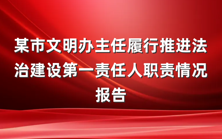 某市文明办主任履行推进法治建设第一责任人职责情况报告
