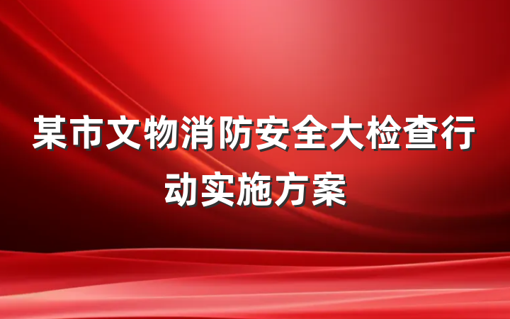 某市文物消防安全大检查行动实施方案